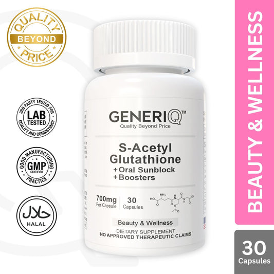 GENERIQ™ S-Acetyl Glutathione + Oral Sunblock + Boosters, 700mg