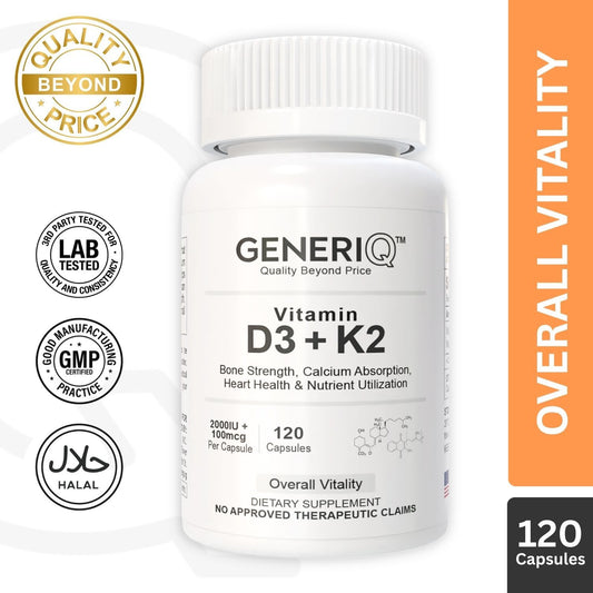 GENERIQ™ Vitamin D3 + K2, 2KIU / 100mcg