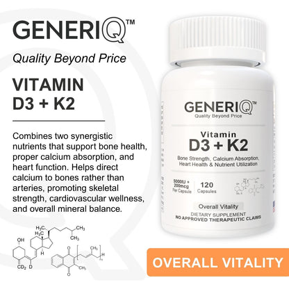 GENERIQ™ Vitamin D3 + K2, 5KIU / 200mcg